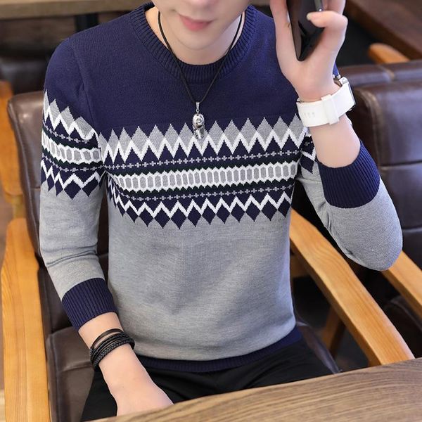 

men's sweaters mens clothes casual knitted sweater round neck slim pullover sueter hombre winter christmas wholesale clothing, White;black