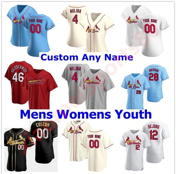 

20 21 custom men 28 nolan arenado baseball jersey st. louis cardinal 46 paul goldschmidt 4 yadier molina 1 ozzie smith 25 dexter fowler, Blue;black