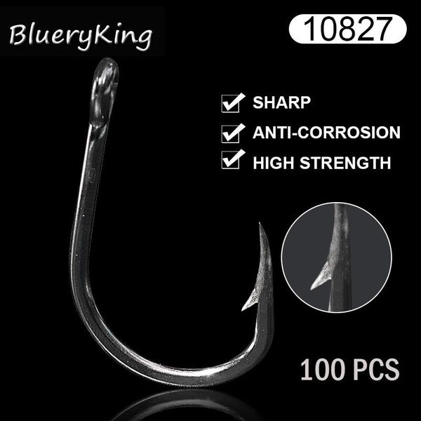 

bluekim 10827 100 pcs/pack stainless steel tuna circle hooks jigging assist live bait jig assistant fish fishing