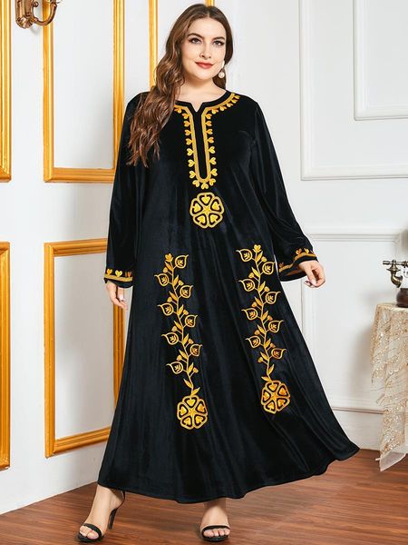 

vestido plus size velvet abaya dubai turkey hijab muslim maxi dress islam clothing abayas for women oman robe de moda musulmana, Red