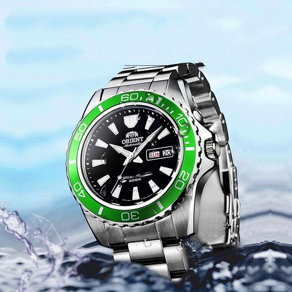 

wristwatches - watch men automatic fashion luminous sapphire 50m waterproof steel wristwatch, Slivery;brown