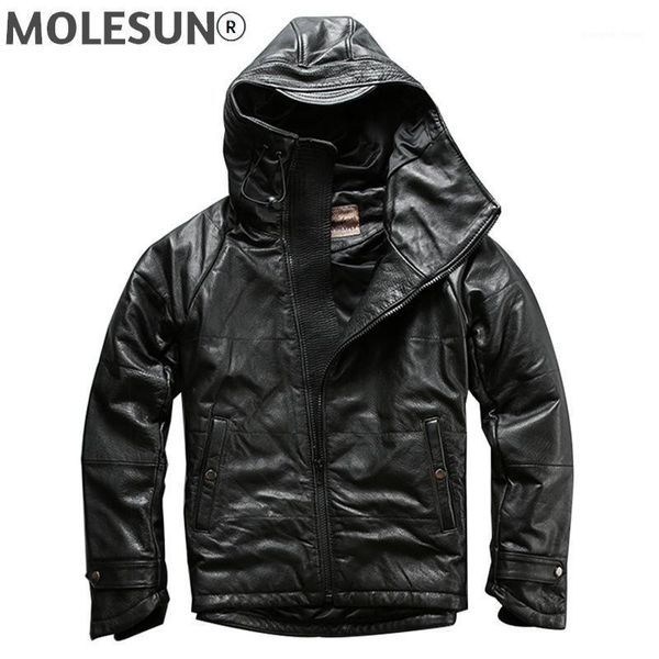 

men's leather & faux akoosun winter jackets for men clothing motorcycle man jacket real cowhide cotton hooded clothes hombre lxr893, Black