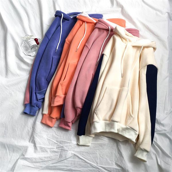 

women's hoodies & sweatshirts harujuku winter ladies thick fashion women loose pocket harajuku female long sleeves, Black