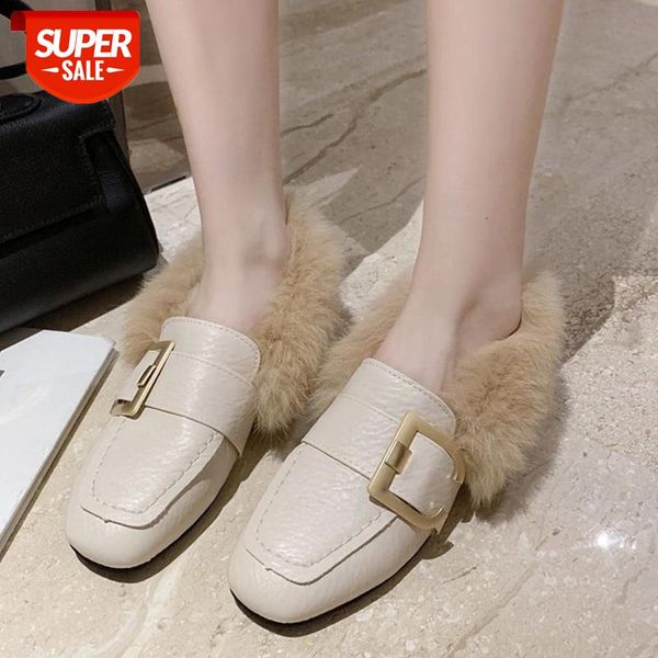 

women pumps shoes fashion buckle women single shoes comfortable low-heeled office ladies warm winter fur #hm9n
