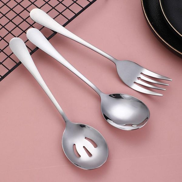 

spoons large salad spoon fork slotted stainless steel kitchen server public gold tableware use cafeteria tools