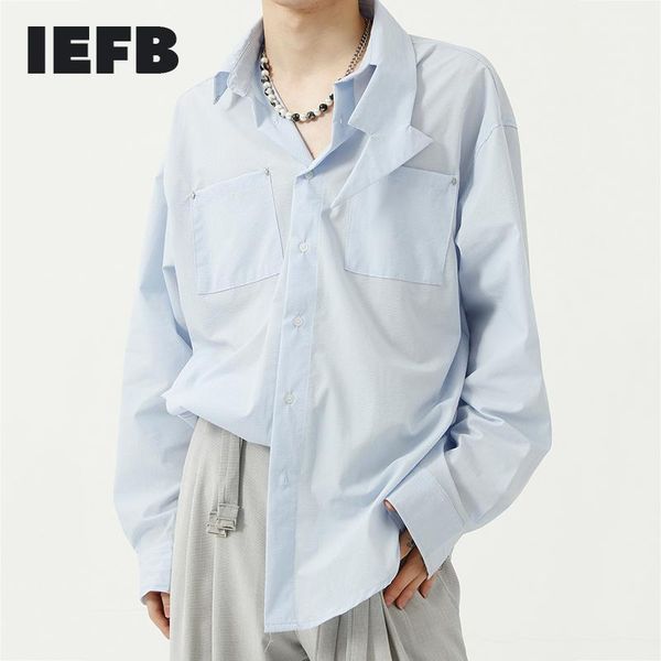 

men's casual shirts iefb clothing autumn korean trend loose design fashion shirt long sleeve green black blue 9y8348, White;black