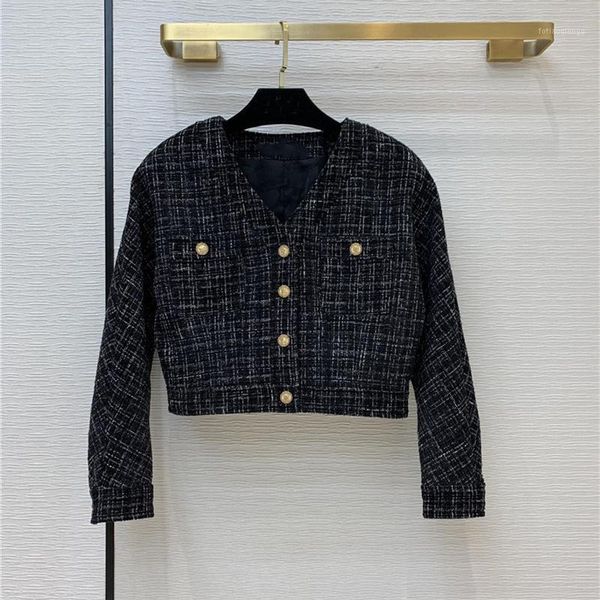 

women's jackets price special fashion women short tweed fabric inside 100% silk lining 3 color elegant female coats, Black;brown