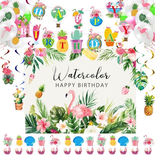 

other festive & party supplies flamingo theme balloons birthday decoration spiral ornament zoo disposable tableware paper bags backdrop bann
