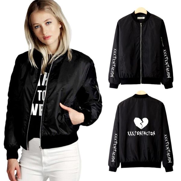 

women's jackets xxxtentacion bomber jacket women harajuku quality thin tooling womens coats for spring round neck zipper baseball, Black;brown