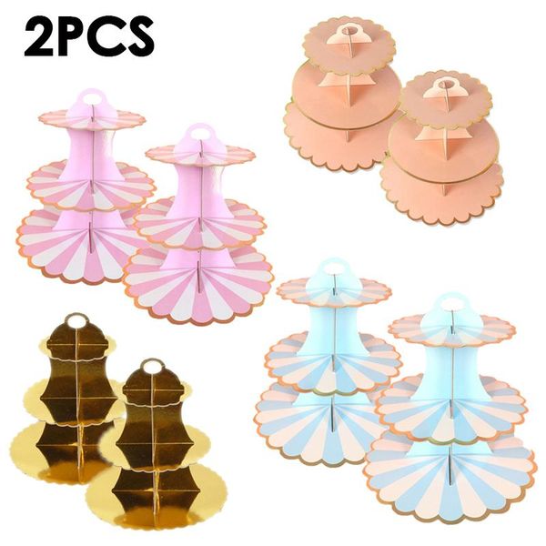 

other event & party supplies 2pcs 3-layer cupcake stand round cardboard holder foldable baby showers birthday wedding christmas decor