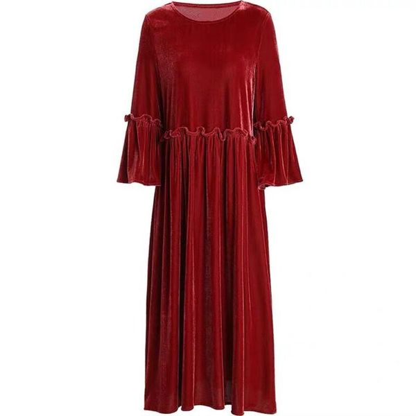 

plus size dresses spring butterfly sleeve elegant pleated ruffles velour dress,plus 5xl 6xl fashion autunm velvet party dress vestidos, Black