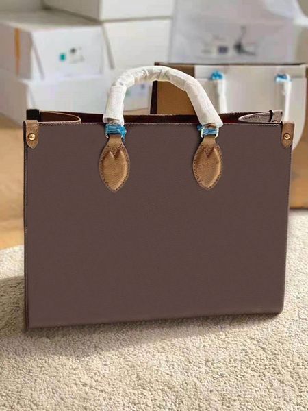

classic fashion lady brown shopping bag luxury 3a classic brand leather canvas large capacity handbag