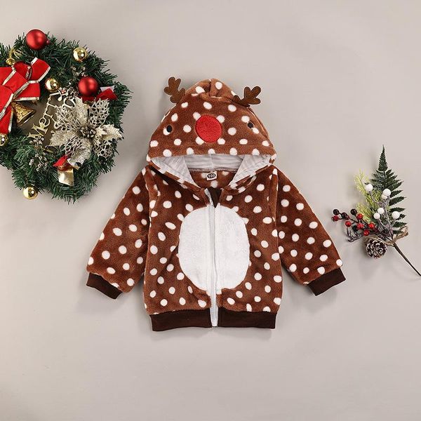 

jackets kids girl boy winter coat fashion long sleeve jacket plush zipper cardigan cartoon dot 3d antlers hoodie sweatshirt sweater 1-5y, Blue;gray
