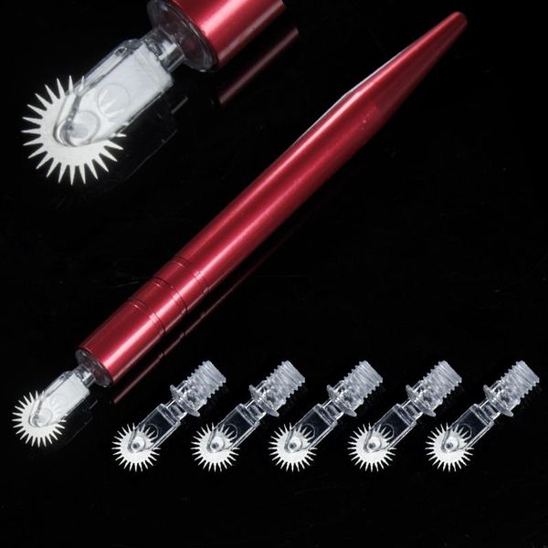 

tattoo guns kits 5pcs roller needle with 1pcs hand tool eyebrow manual pen microblading accessories 3d permanent makeup tebori caneta red