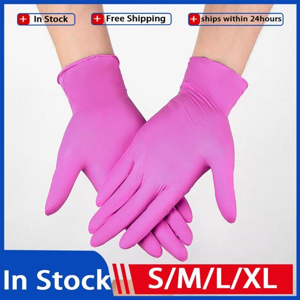 

disposable gloves nitrile pink black 100pcs/lot food grade waterproof allergy work safety mechanic