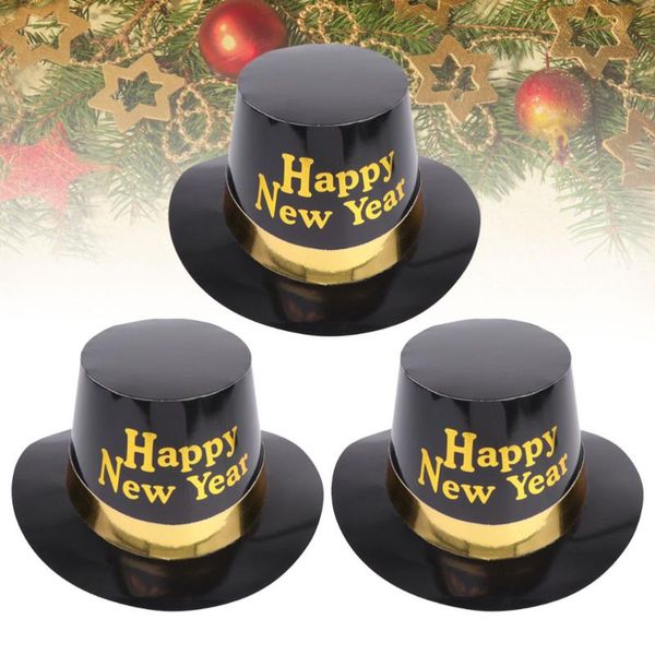 

party hats 3pcs cap happy year letter at paper creative headdress decorations favors for cosplay (yellow let