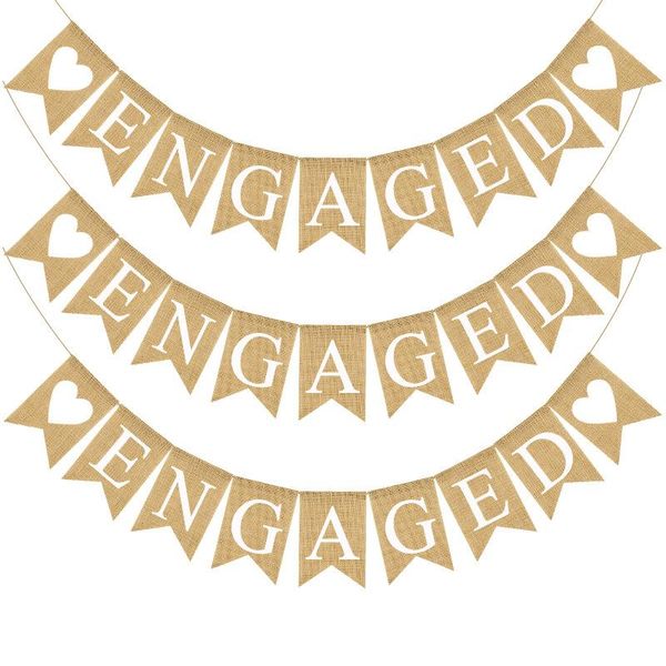 

party decoration engaged 2.8m banner wedding background flags vintage jute burlap garland baby shower hanging bunting banners