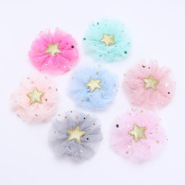 

hair accessories 1 set=2 piece girls gauze headbands children glitter 5cm clips kids hairpin/barrettes cute set, Slivery;white