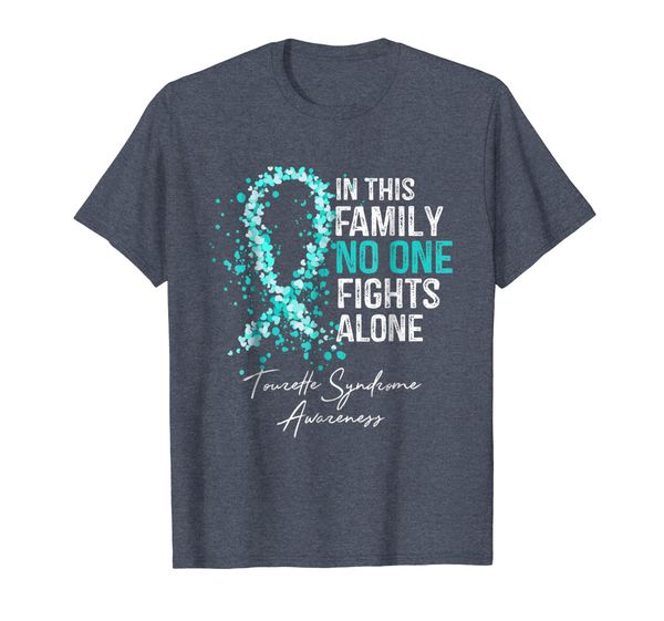 

in this family no one fights alone shirt tourette syndrome, White;black