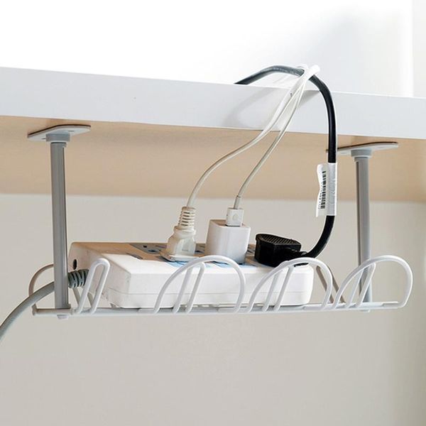 

hooks & rails home living room storage rack under desk cable management tray wire cord power strip adapter organizer shelf