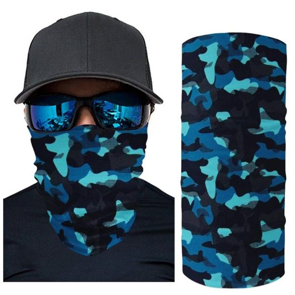

scarves custom pattern riding headband realistic seamless scarf outdoor mountaineering 3d face magic headscarf black and blue camouflage, Blue;gray