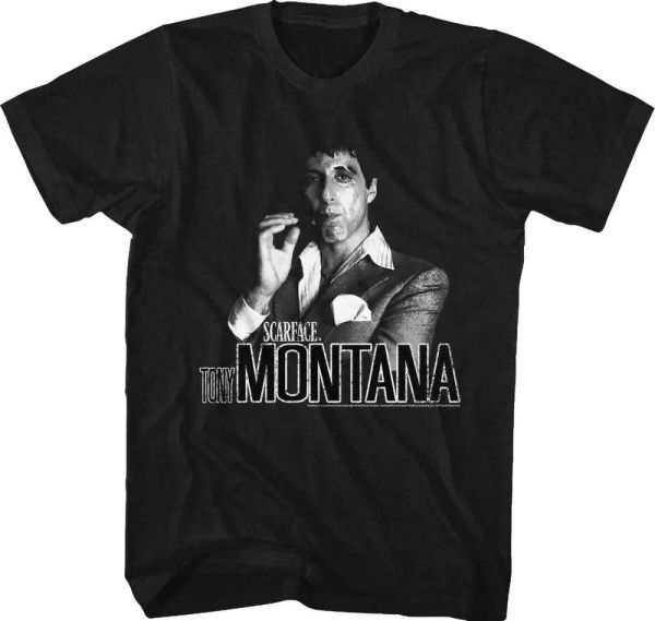 

Scarface Tony Montana T shirt Licensed Mob Mafia AL Pacino Tee Black, White;black