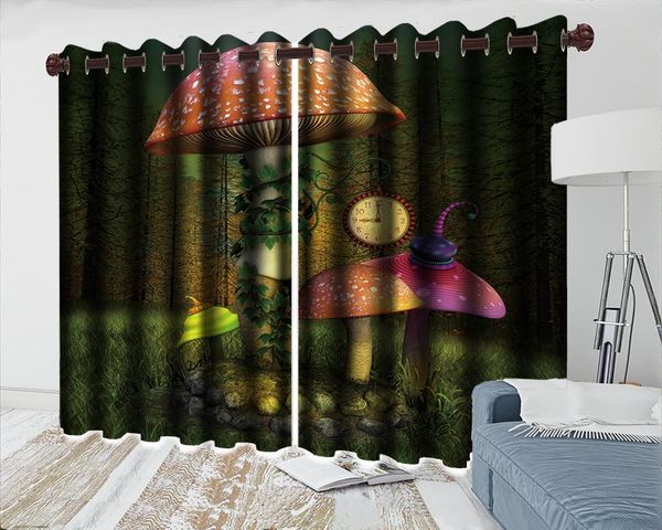 

curtain & drapes elegant bedroom 3d child blackout magical mushroom printing window