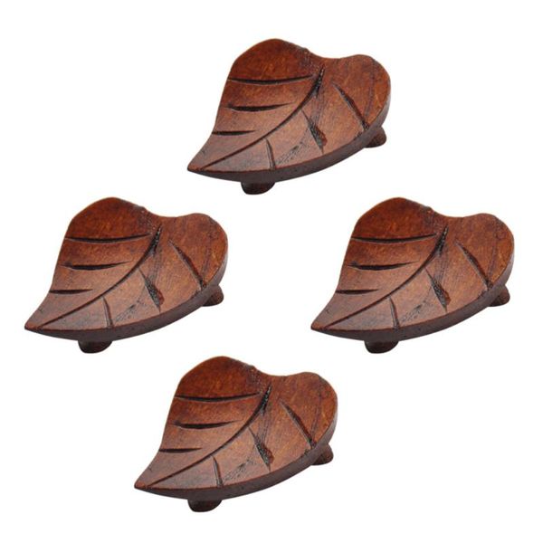 

chopsticks 4pcs heart-shape leaf rests wooden fork and holder spoon stand dinner table decor