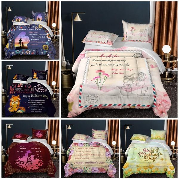 

comforters & sets 3d print duvet down cotton comforter happy mother's day series summer quilt queen size quilting blanket blessing lett