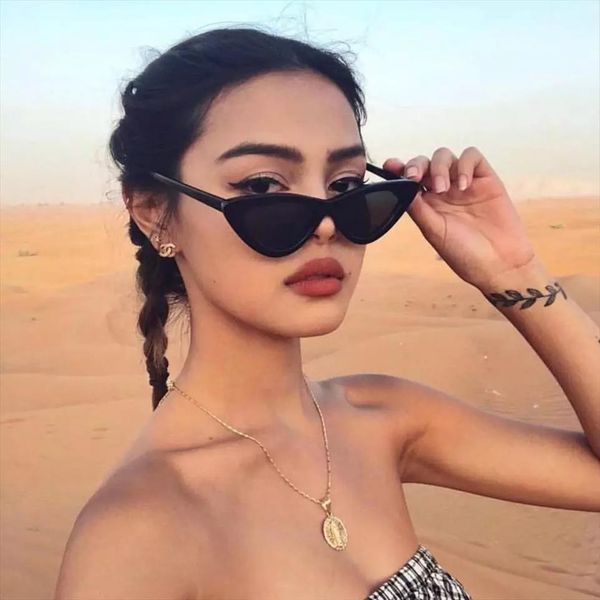 

vintage cat eye sunglasses women retro small eyes sun glasses brand designer colorful eyewear female oculos de sol, White;black