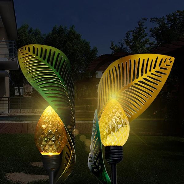 

solar lights ground insert landscape leaves shape ip65 waterproof outdoor garden courtyard patio yard battery powered lamp lawn lamps