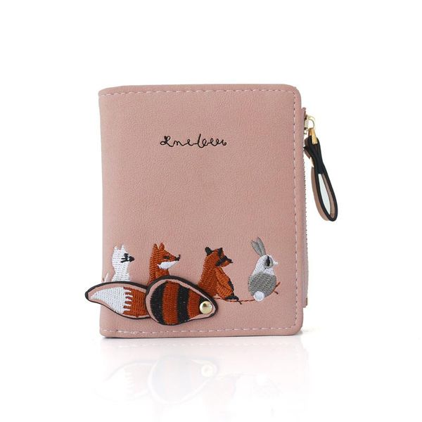 

wallets wallet women zipper lovely cartoon animals short leather female small coin purse card holder for girls cute, Red;black
