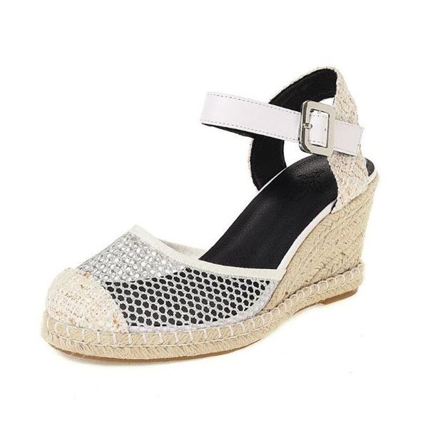 

bohemian weave wedge heel sandals mesh sequins high gladiator for women roman fisherman shoes size 31-44 bc422, Black