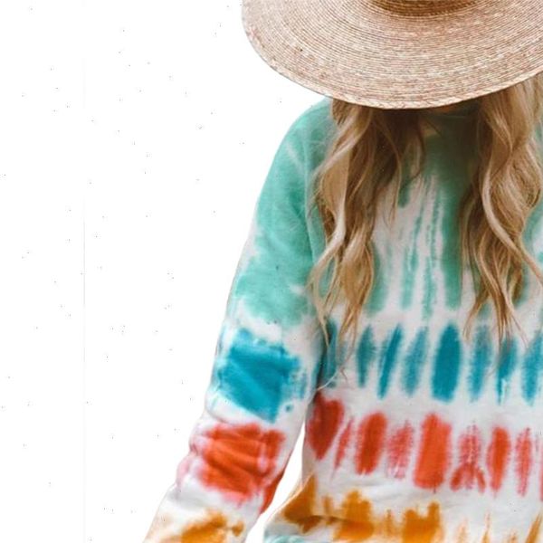

women dress casual rainbow tie dye print sweatshirt for long sleeve o neck mini female loose straight, Black;gray