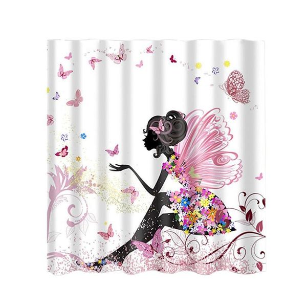 

shower curtains bathroom polyester flower fairy girl with waterproof liner