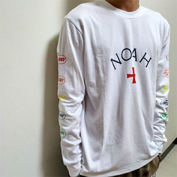 

men women casual loose noah core t shirt streetwear fashion tee cotton hip hop noah long sleeve t-shirts c0325, White;black