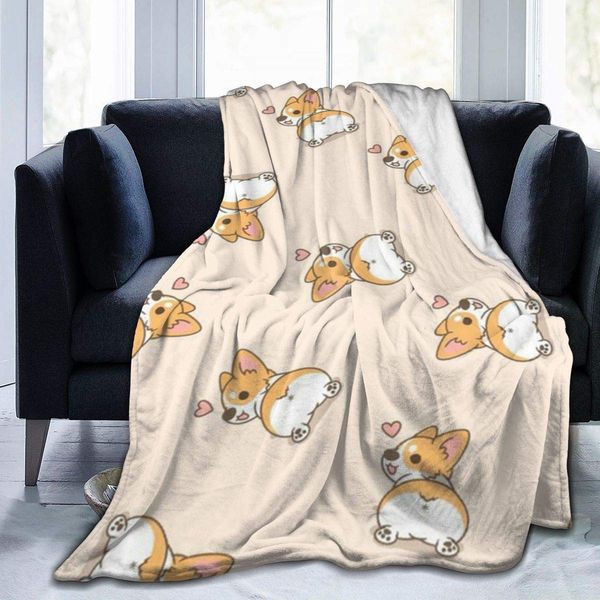 

corgi butt ultra soft flannel fleece all season light weight living room/bedroom warm blanket