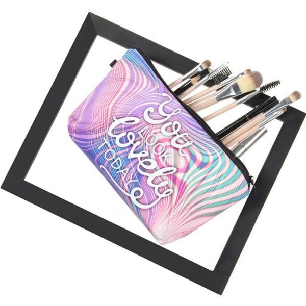 

cosmetic organizer bag you look lovely today 3d printing fashion women brand makeup bags & cases