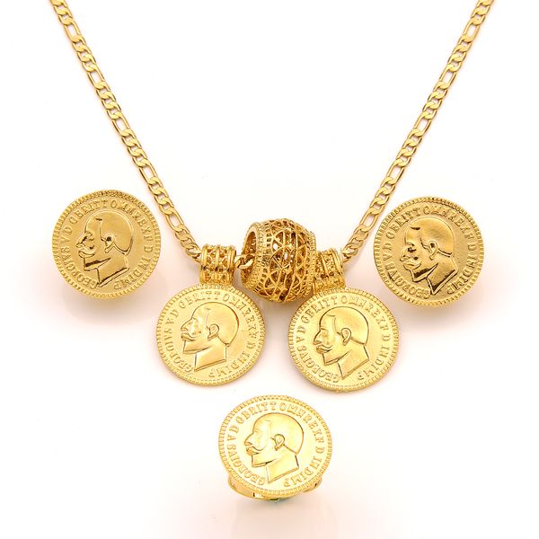 

1913 coin cephalic pendant earring ring sets gold gf figaro link chain or black rope select jewelryretro yearning treasure, Silver