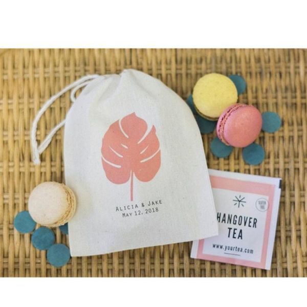 

gift wrap wedding welcome bags monstera leaf bag tropical favor custom palm beach