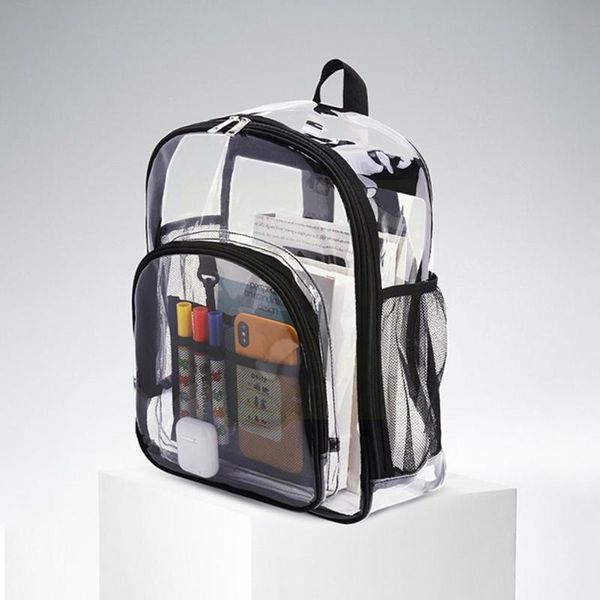 

backpack transparent waterproof school bag fashion student capacity simple travel high large pvc qu q2l9