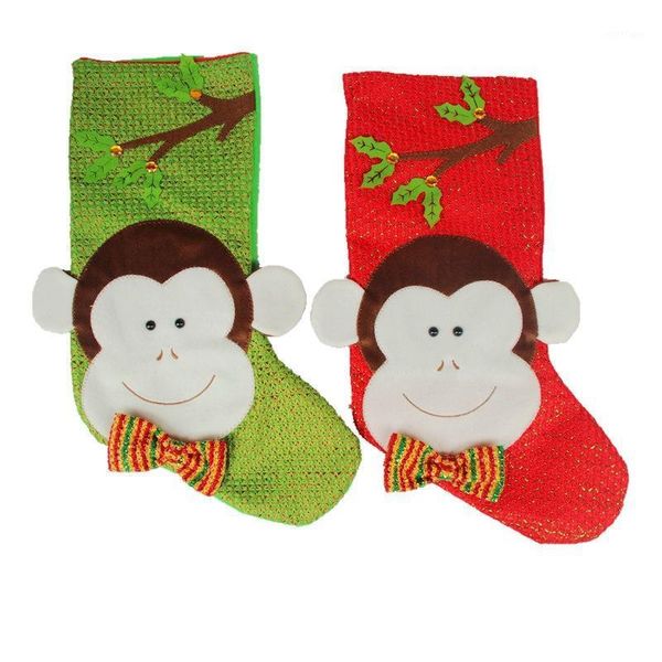 

christmas decorations stockings gifts bag pendant monkey socks xmas gift ornament for children fireplace tree decoration 2021