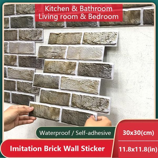 

wall stickers antique brick diy 30x30cm home living room background decoration sticker waterproof self-adhesive wallpaper