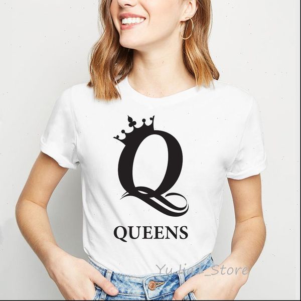 

womens t shirt ropa mujer letters queens crown printed white femme summer female graphic tees women tumblr