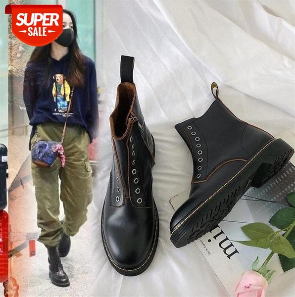 

net celebrity same style no shoelace martin boots female british 8-hole thick-heeled #ze6m