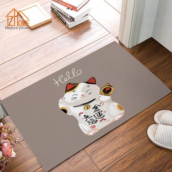 

carpets memory home lucky cat printing non-woven fabric non-slip indoor bathroom kitchen rug funny hello animal doormat floor mat