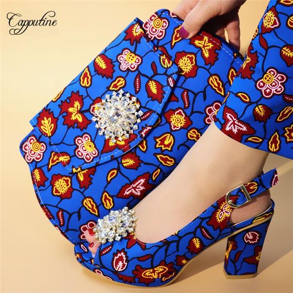 

dress shoes latest blue print wax fabric and bag set african women high heel sandals with handbag pumps purse a5638 height 9.3cm, Black