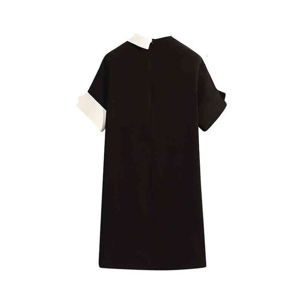 

Casual Dresses Women Simplicity Summer Plus Size Office Streetwear Patchwork Korean Elegant A-Line Short Sleeve Mini Dress 1MCX, Black;gray