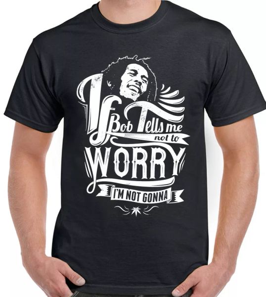 

bob marley t-shirt, man reggae and the the wailers not er worry, White;black