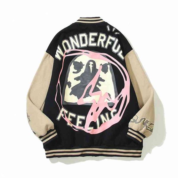 

men's jackets autumn winter travis mens outwear jackets baseball uniform scott jack streetwear embroidery men coat v neck printing hood, Black;brown